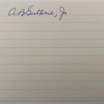 Pulitzer Prize Winning Novelist AB Guthrie Jr. original signature