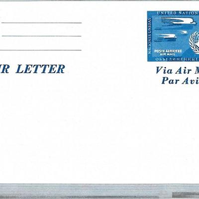 1952 United Nations Air Letter Unused Stamp and Envelope