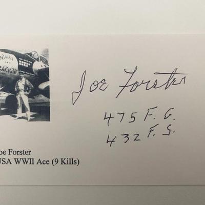 WWII Ace Joe Forster signed photo card