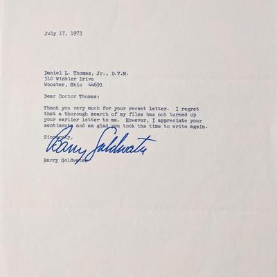 AZ Senator Barry Goldwater signed letter