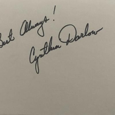 Actress Cynthia Darlow original signature