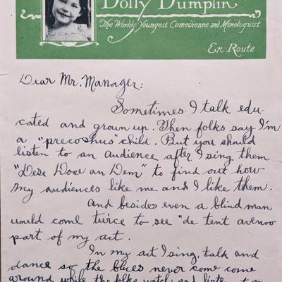 Dolly Dumplin Signed Letter