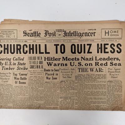 Seattle Post Intellegencer Vintage 1941 Newspaper