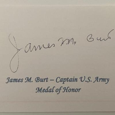 WWII U.S. Army Captain James M. Burt Medal of Honor Original Signature