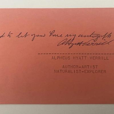 Alpheus Hyatt Verrill original signature