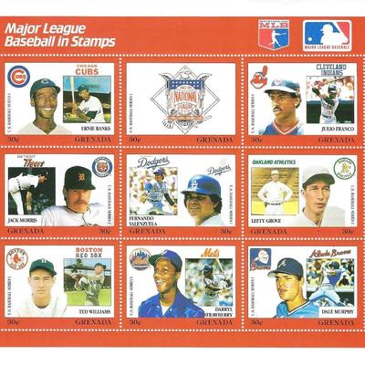 Major League Baseball Souvenir Stamp Sheet Grenada 