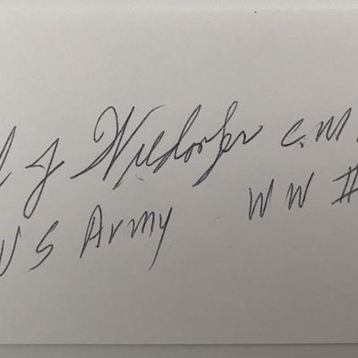 WWII MOH Recipient Paul J. Wiedorfer Original Signature