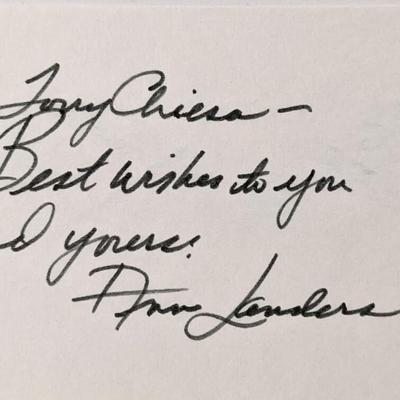Ann Landers signed note