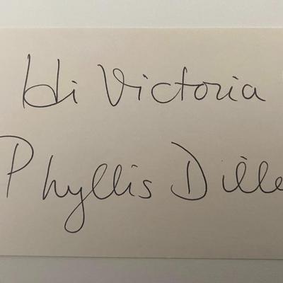 Phyllis Diller signed note