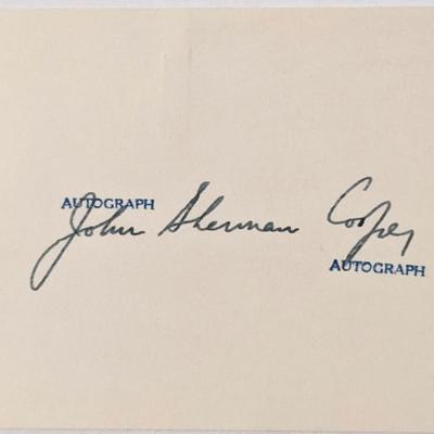 Kentucky Senator John Sherman Cooper autograph