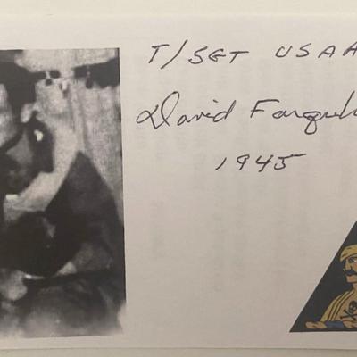 1945 WWII Sgt. David Ferguson USAAF signed photo card