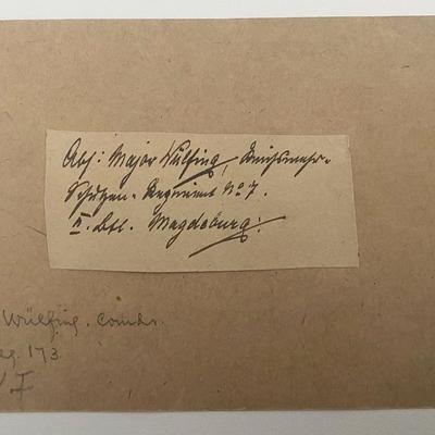 Major Wilfing WW1 signed note