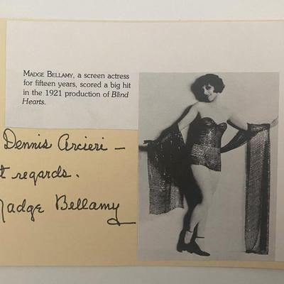 Madge Bellamy signed note and photo card