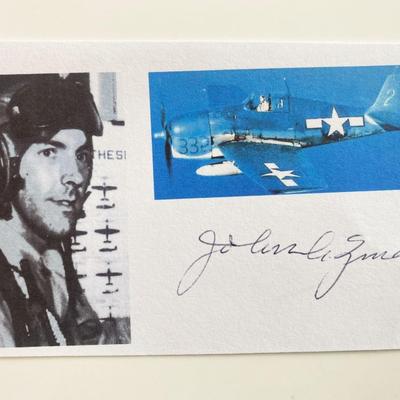 WWII Ace John Zink Signed Photo Card