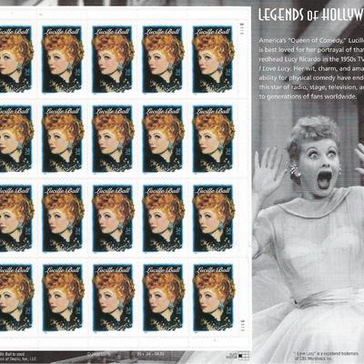 Legends of Hollywood Lucille Ball commemorative stamp sheet
