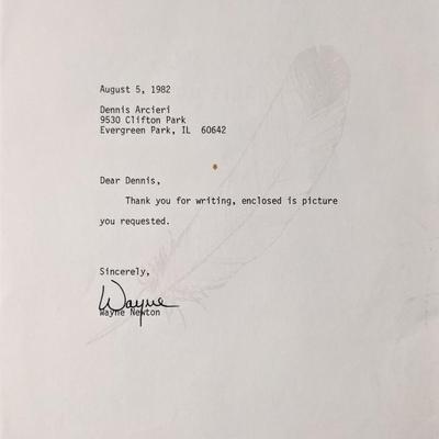 Wayne Newton signed letter