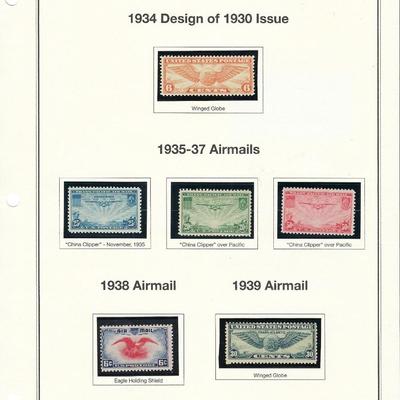 USA 1930s Airmail Stamp Sheet C19 - C24