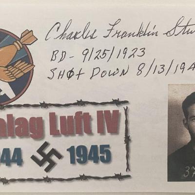 WWII USAAF P.O.W Charles F. Sturgeon signed card