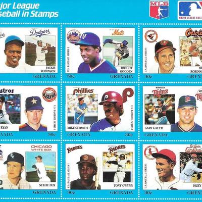 Major League Baseball Souvenir Stamp Sheet Grenada 