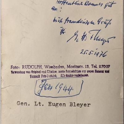 WWII Eugen Bleyer Signed Photo