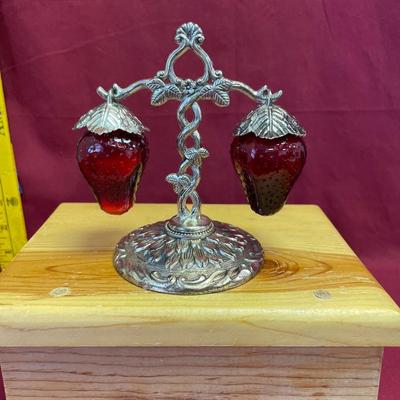 Vintage red glass hanging strawberries