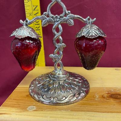 Vintage red glass hanging strawberries