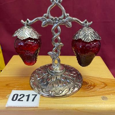 Vintage red glass hanging strawberries