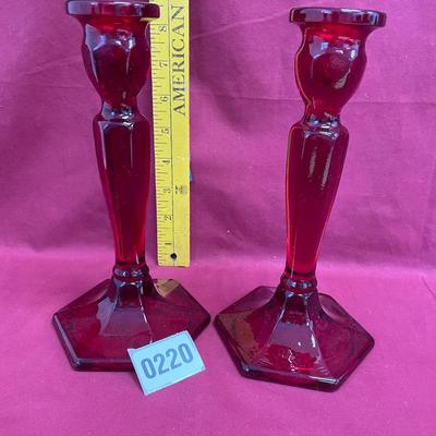 Vintage Fenton Ruby red candlestick holders