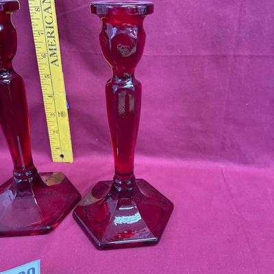 Vintage Fenton Ruby red candlestick holders