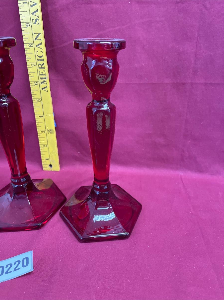 Vintage Fenton Ruby red candlestick holders