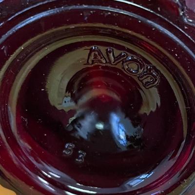 Ruby red sugar bowl and creamer