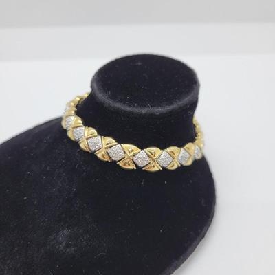 LOT31: 2 Gold Vermeil 925 Diamond Chip Bracelets
