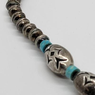 LOT42: One of a Kind Native American Navajo Old Pawn Bench Bead & Turquoise 24