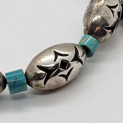 LOT42: One of a Kind Native American Navajo Old Pawn Bench Bead & Turquoise 24