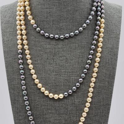 LOT51: Tahitian & Ivory Cultured Pearls Honora Opera Length 26