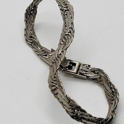 LOT63: Stamped 925 Sterling Silver Braided Chain Bracelet 7.25