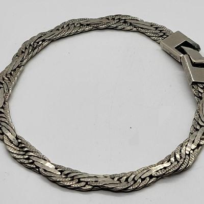 LOT63: Stamped 925 Sterling Silver Braided Chain Bracelet 7.25