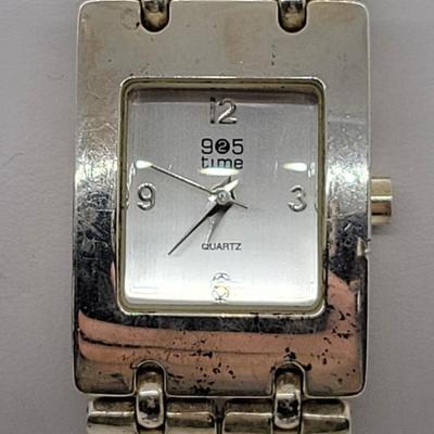 LOT72: Sterling Silver Watch Case & Band - Closure is stainless steel