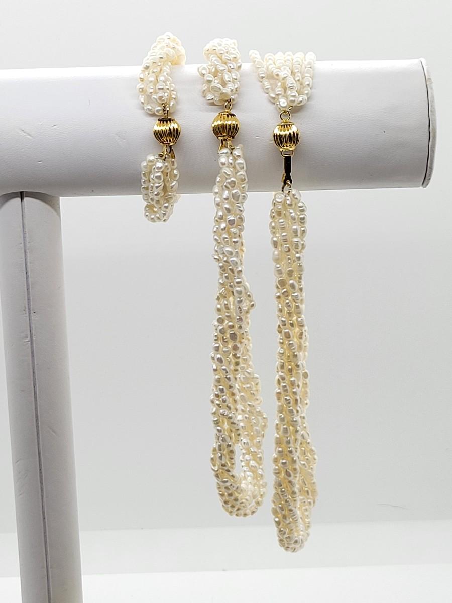 LOT75 Two 17" multi strand Freshwater Pearl Necklaces & matching