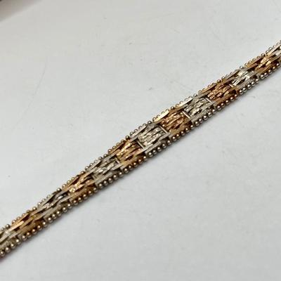 LOT 101: Two-Tone Rose Gold & Silver Sterling 925 Bracelet Italy