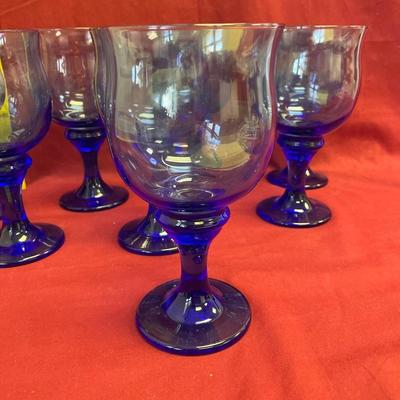 Cobalt blue stemmed wine/water goblet