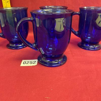 Set of 4 cobalt blue footed coffee mug