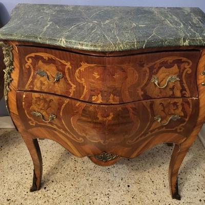 2nd Vintage Marble Top Bedside Table