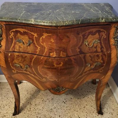 2nd Vintage Marble Top Bedside Table