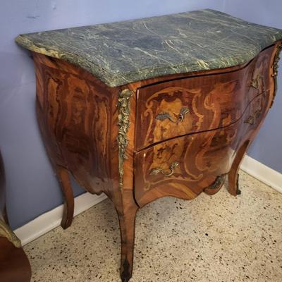 2nd Vintage Marble Top Bedside Table