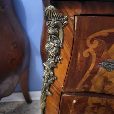 2nd Vintage Marble Top Bedside Table