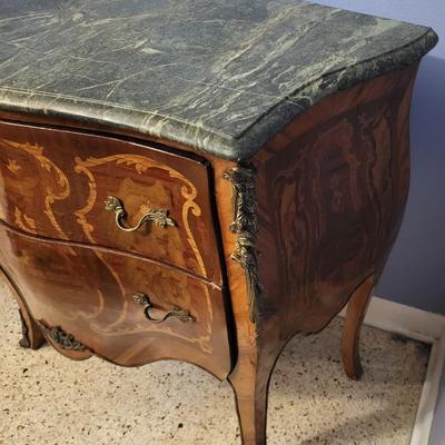 2nd Vintage Marble Top Bedside Table