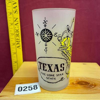 TexAs-Hazel Atlas souvenir frosted state map