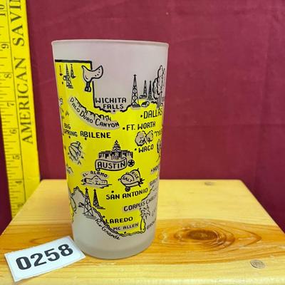 TexAs-Hazel Atlas souvenir frosted state map
