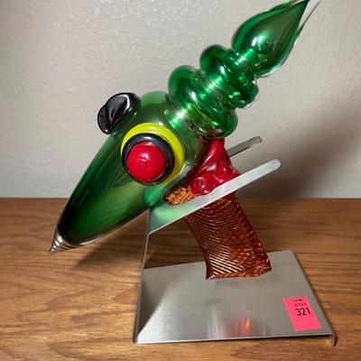Glass-blown Green ray gun